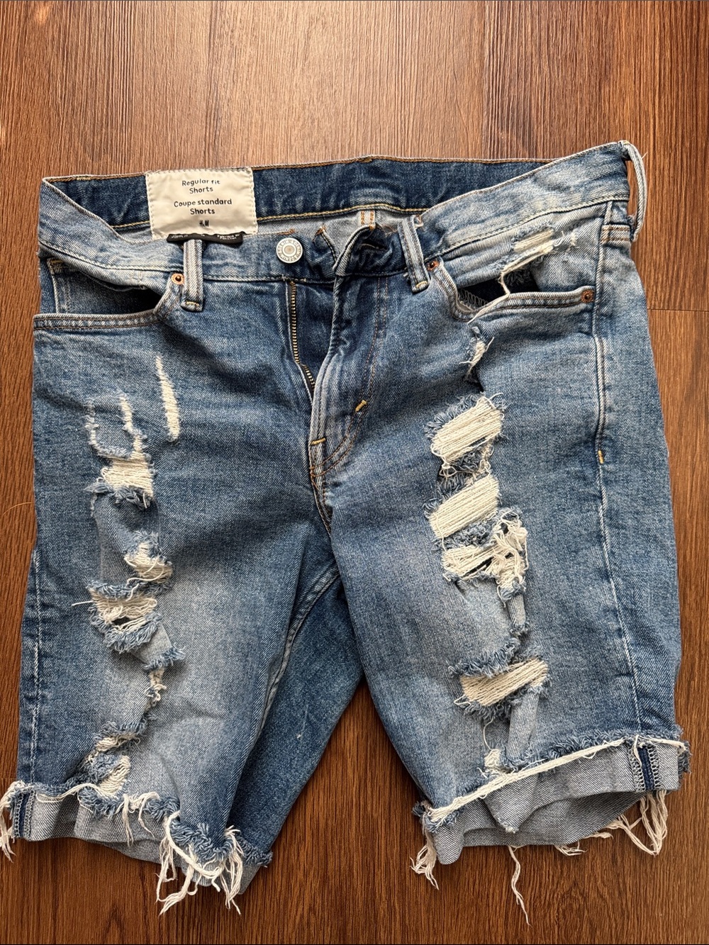 H&M Distressed Light Blue Denim Jean Shorts